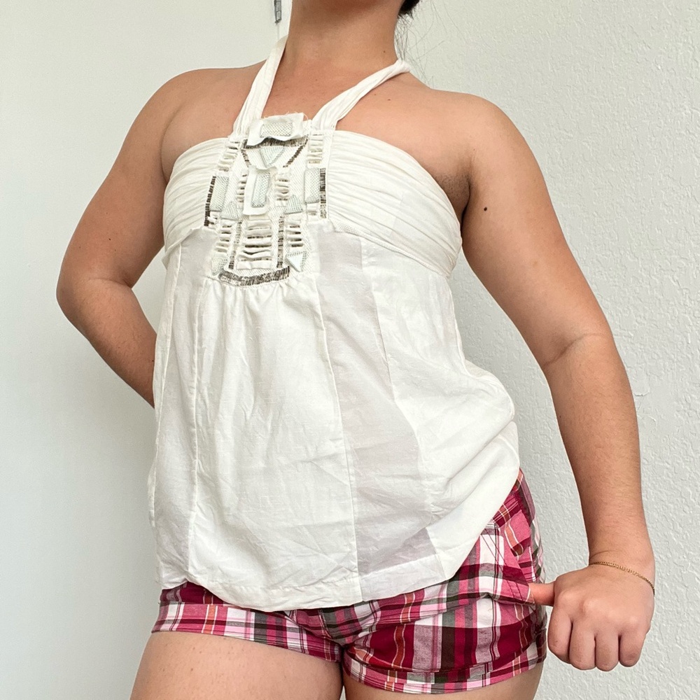 MINT Jodi Arnold White Halter Tank Top